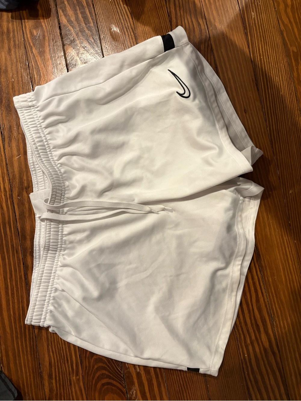 Nike White Women’s Soccer Athletic Shorts with Black Swoosh
